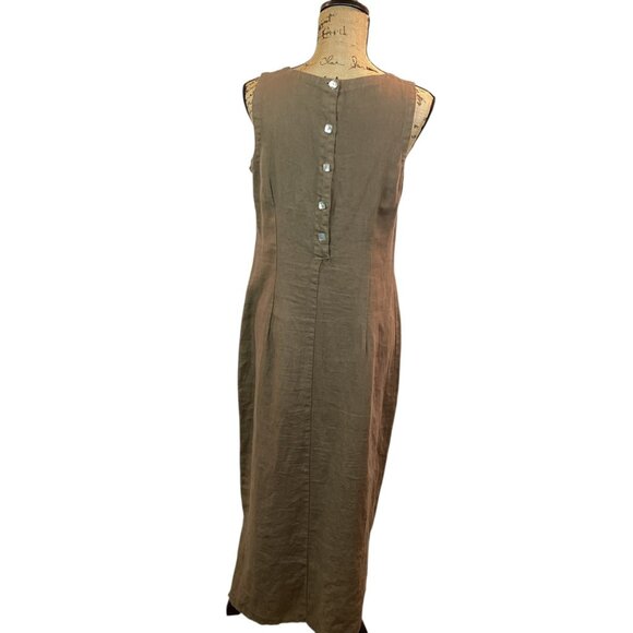 Cut Loose Womens Medium Linen Sleeveless Maxi Dress Brown Made In USA - Picture 3 of 10